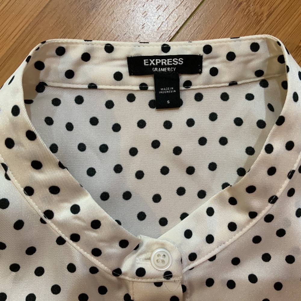 Express Polka Dot Flutter Sleeve Button Up Gramer… - image 7